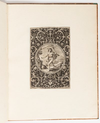 Mercurio, lámina de una serie de 6 diseños ornamentales con el Juicio de Paris de Adriaen Collaert