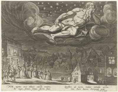 Noche Los cuatro momentos del día (título de la serie) de Adriaen Collaert