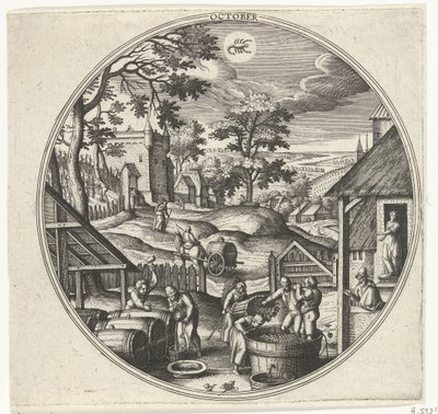 Octubre Los doce meses (título de la serie) de Adriaen Collaert