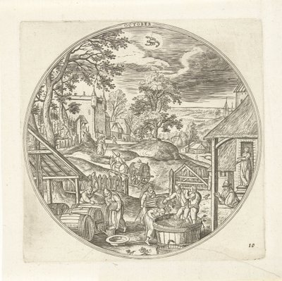Octubre Los doce meses (título de la serie) de Adriaen Collaert