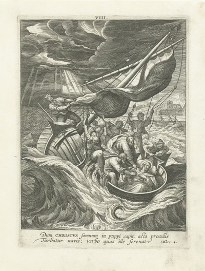 Tormenta en el Mar de Galilea Vida de Cristo (título de la serie) Vita I. Christi (título de la serie) de Adriaen Collaert