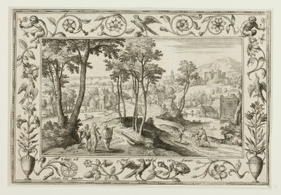 El viaje a Emaús, de Paisajes con escenas del Antiguo y Nuevo Testamento y Escenas de caza de Adriaen Collaert