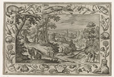 Radiodifusión de los Apóstoles Paisajes con escenas bíblicas, mitológicas y escenas de caza (título de la serie) de Adriaen Collaert