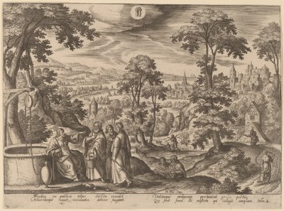 Cristo y la Mujer de Samaria de Adriaen Collaert after Hans Bol