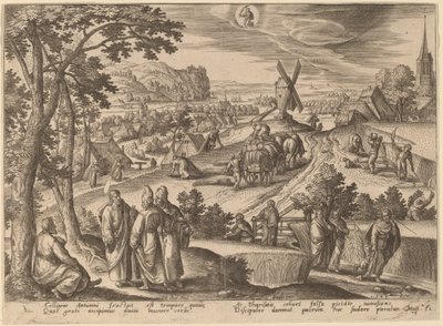 La recolección de espigas de maíz en el día de reposo de Adriaen Collaert after Hans Bol
