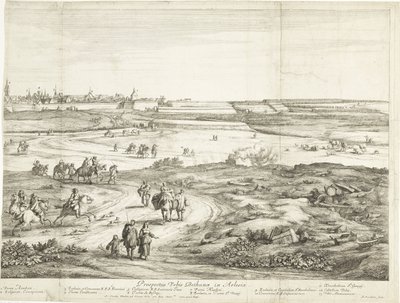 Vista de Bethune (hoja derecha) Veuë de la Ville de Bethune en Artois (título sobre el objeto) de Adriaen Frans Boudewyns