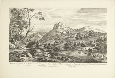 Gezicht op Saint Laurent de la Roche Vista de St. Laurent de la Roche desde la costé du Bourg en el Franche Comté (título sobre el objeto) de Adriaen Frans Boudewyns
