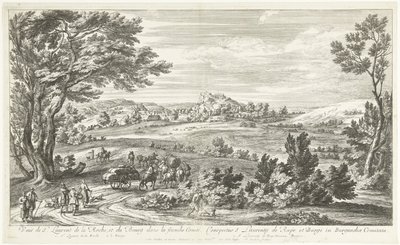 Gezicht op Saint Laurent de la Roche Vista de St. Laurent de la Roche y Bourg en el Franche Comté (título sobre el objeto) de Adriaen Frans Boudewyns