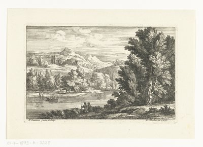 Paisaje con un río y un castillo. de Adriaen Frans Boudewyns