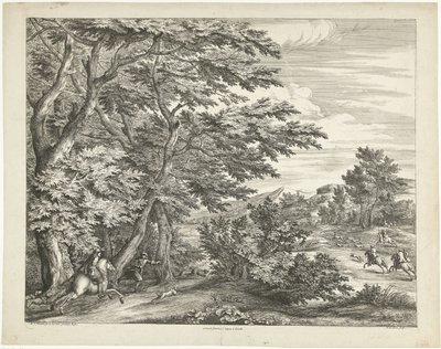 Paisaje con caza de ciervos de Adriaen Frans Boudewyns