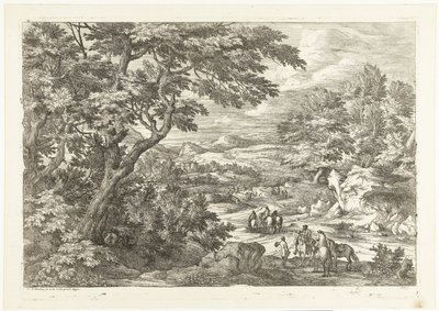 Paisaje con cazadores de camino a casa, un castillo en la distancia
Paisaje con cazadores (título de la serie) de Adriaen Frans Boudewyns