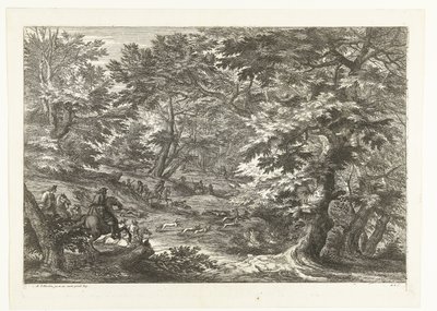 Paisaje con caza del zorro Paisajes con cazadores (título de serie) de Adriaen Frans Boudewyns