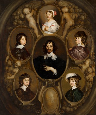 Retrato de Constantijn Huygens (1596-1687) y sus cinco hijos de Adriaen Hanneman