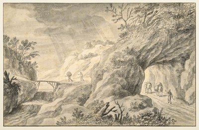 Paisaje rocoso con carretera de Adriaen I van Nieulandt