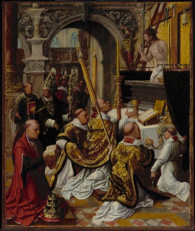 La Misa de San Gregorio el Grande (540-604) de Adriaen Isenbrandt or Isenbrant