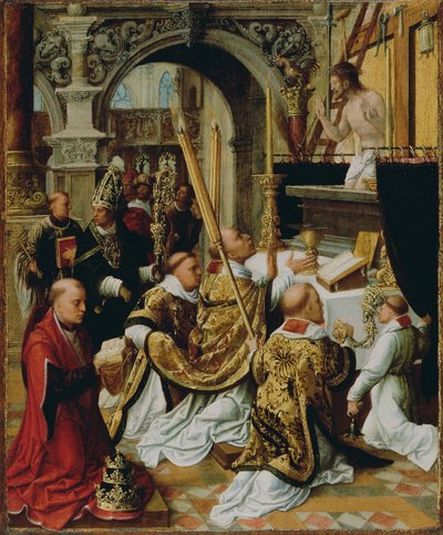 La Misa de San Gregorio el Grande, ca 1510-1520 de Adriaen Isenbrandt or Isenbrant