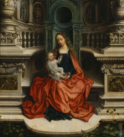 La Virgen y el Niño entronizados, siglo XVI de Adriaen Isenbrandt or Isenbrant