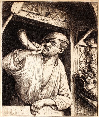 Panadero Tocando su Cuerno, c.1670 de Adriaen Jansz. van Ostade