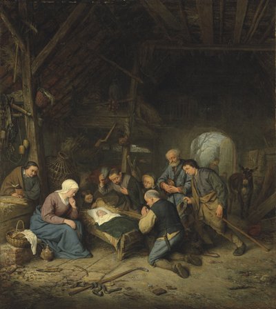 La adoración de los pastores de Adriaen Jansz. van Ostade