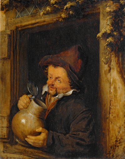 El bebedor en la ventana ... de Adriaen Jansz. van Ostade