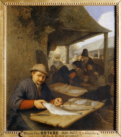 El mercado de pescado ... de Adriaen Jansz. van Ostade