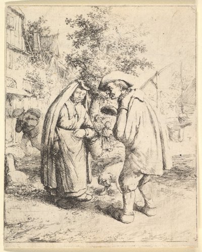 Hombre hablando con una mujer, 1610-85 de Adriaen Jansz. van Ostade
