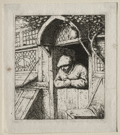 Campesino apoyado en su puerta de Adriaen Jansz. van Ostade