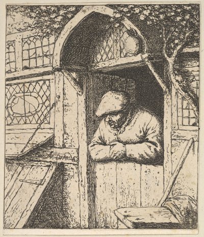 Campesino Apoyado en la Puerta, 1610-85 de Adriaen Jansz. van Ostade