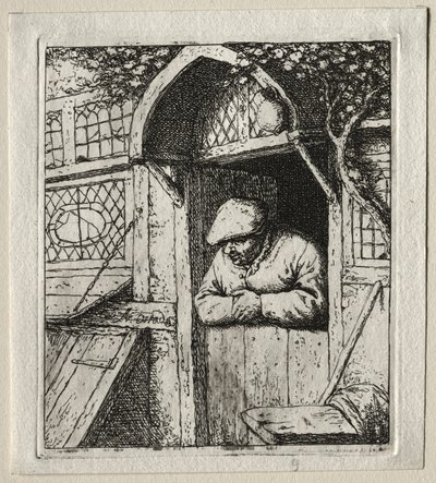 Campesino apoyado en su puerta de Adriaen Jansz. van Ostade