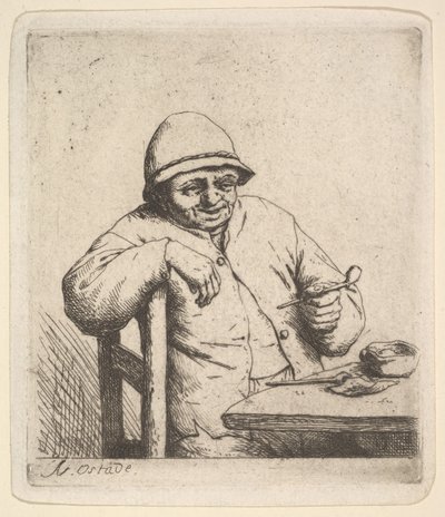 Campesino con una pipa de Adriaen Jansz. van Ostade