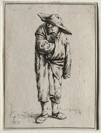 Campesino con la mano en su capa de Adriaen Jansz. van Ostade