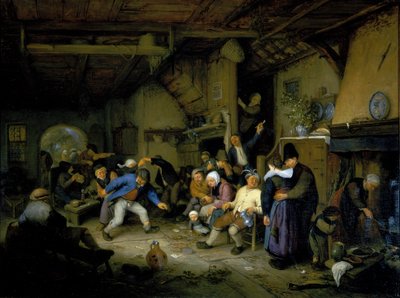 Campesinos bailando en una taberna de Adriaen Jansz. van Ostade