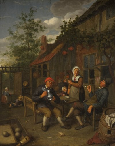 Campesinos Bebiendo Fuera de una Taberna de Adriaen Jansz. van Ostade