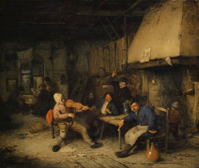 Violinista y campesinos bebiendo en una taberna, 1663 de Adriaen Jansz. van Ostade