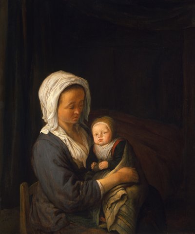 Mujer sosteniendo a un niño en su regazo de Adriaen Jansz. van Ostade