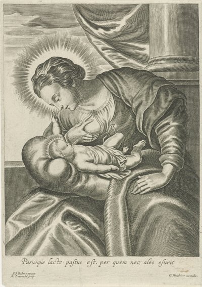 María alimenta al niño Jesús de Adriaen Lommelin (attributed to workshop of)