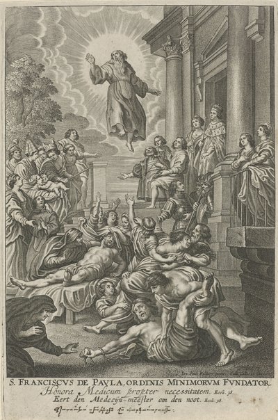 H. Franciscus van Paola geneest de zieken San Francisco de Paula, Fundador de la Orden de los Menores (título sobre el objeto) de Adriaen Lommelin