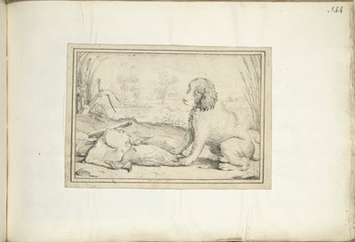 Perro junto al equipo de caza y botín en el paisaje. de Adriaen Matham (signed by artist)