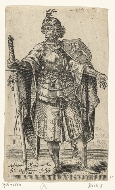 Retrato de Dirk I, conde de Holanda - Condes y condesas de Holanda (título de la serie) de Adriaen Matham