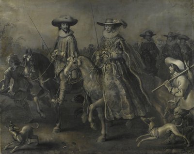 Federico V (1596-1632), elector del Palatinado, rey de Bohemia, y su esposa Isabel Estuardo (1596-1662) a caballo de Adriaen Pietersz van de Venne