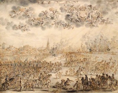 La partida de Carlos II de Scheveningen de Adriaen Pietersz van de Venne