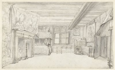 Vista de una habitación lujosamente decorada con una cama con dosel de Adriaen Pietersz van de Venne