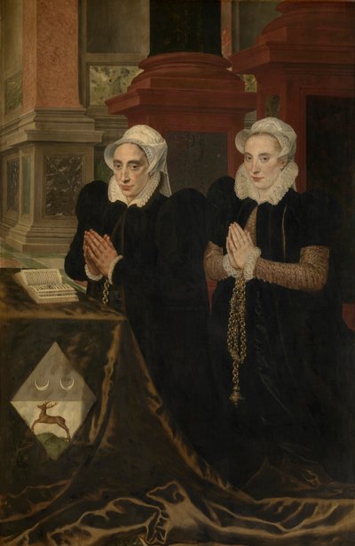El Calvario y la familia de Gillis de Smidt y Maria de Deckere (óleo sobre tabla) de Adriaen Thomasz Key