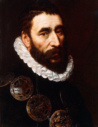 Retrato de un hombre con barba, busto, con gorgueras de Adriaen Thomasz Key