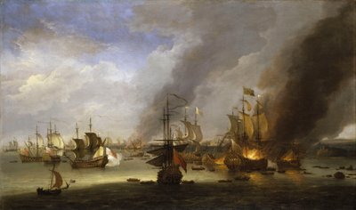 Destrucción del "Soleil Royal" en la batalla de La Hogue, 23 de mayo de 1692, hacia 1700 (óleo) de Adriaen van Diest