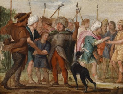 José vendido por sus hermanos de Adriaen van Nieulandt the younger