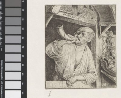 Baker toca un cuerno de Adriaen van Ostade