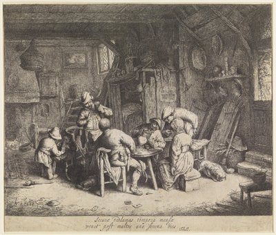Campesinos comiendo en una posada de Adriaen van Ostade