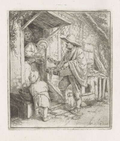Vendedor de gafas con una anciana de Adriaen van Ostade