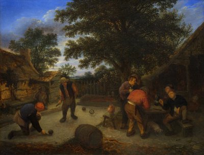Danés:  Kuglespillerne i krohaven Jugadores en el jardín de la posada de Adriaen van Ostade
